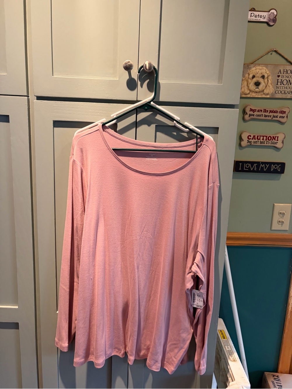 CJ Banks Dusty Pink Long Sleeve Scoop Neck Top